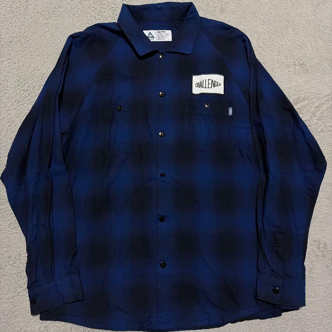 CHALLENGER CHECK WORK SHIRT チェックシャツ　L 青