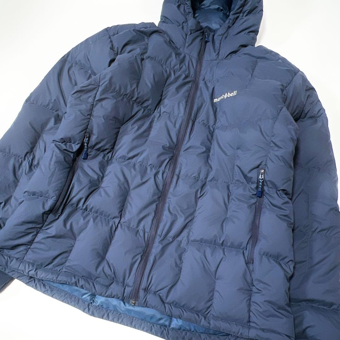 美品》モンベル ネージュダウンパーカ ドローコード ネイビー メンズL