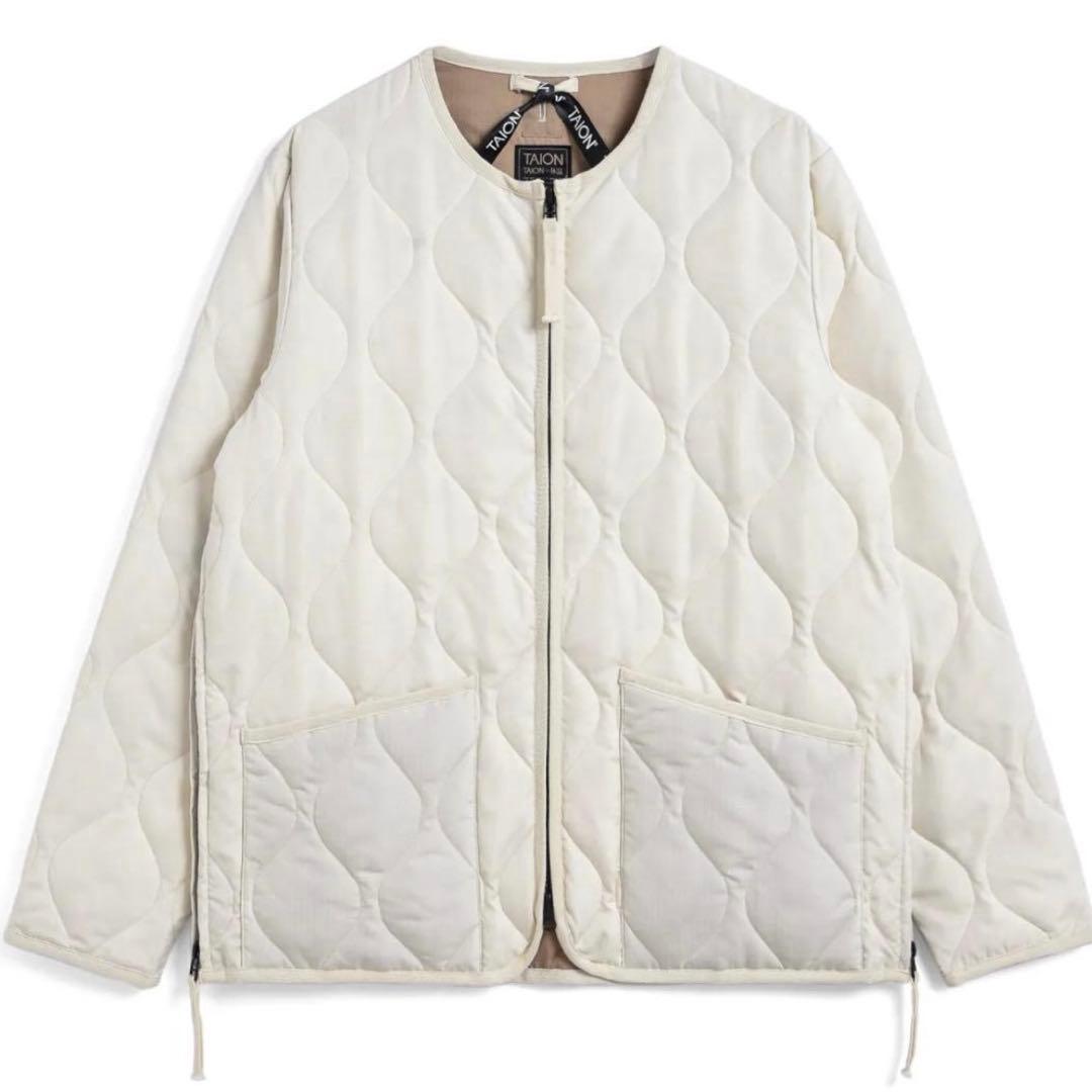 TAION TAION ミリタリー クルーネック Wジップ ダウンジャケット S