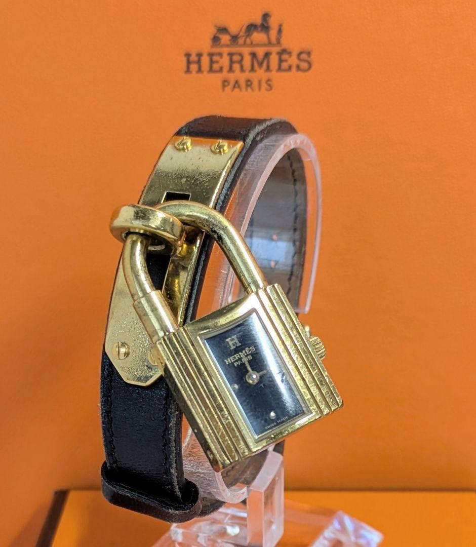 HERMES エルメス　ケリーウォッチ　ブラック×ゴールド【止まった状態】