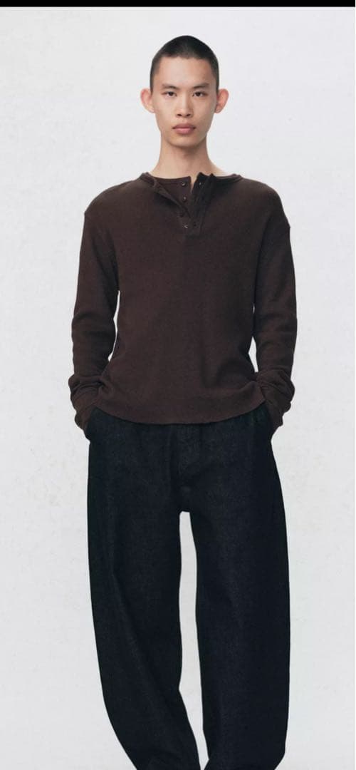 最終値下！　zara soshiotsuki ヘンリーネックワッフルTシャツ