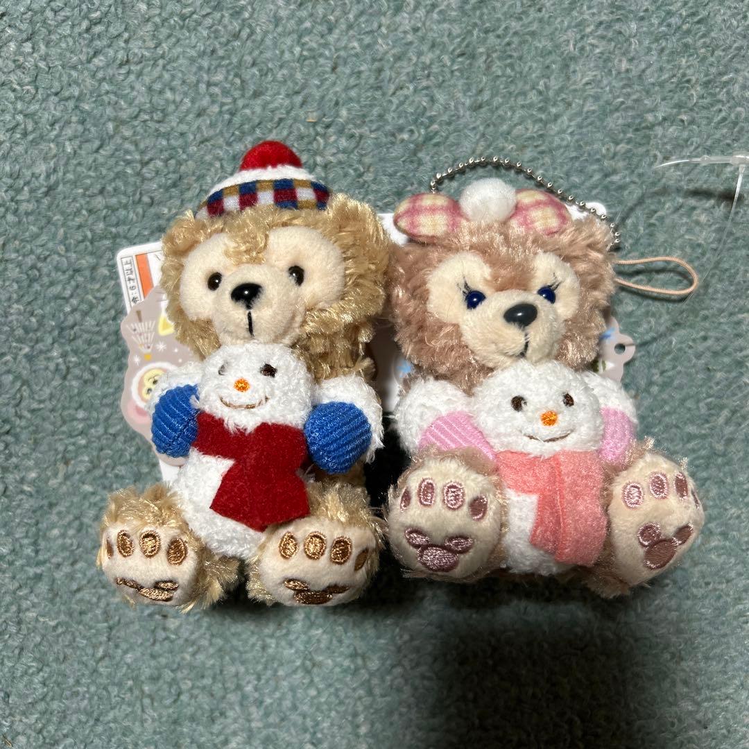 ダッフィー&シェリーメイ　ウィンターホリデー雪だるま　ぬいぐるみストラップセット