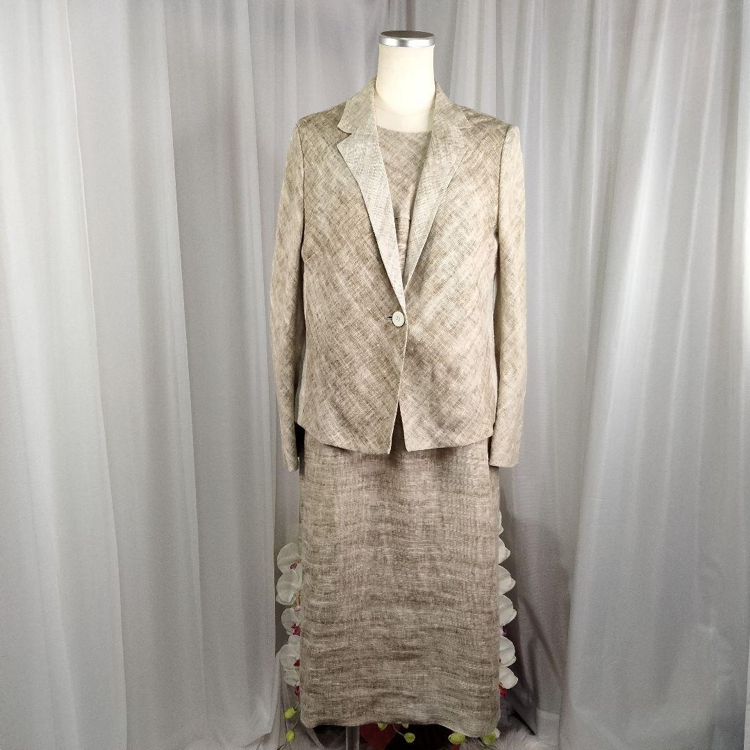 【美品】ヨシエイナバ　40 茶系　リネン100%　スーツ レディースオーダーギャラリー｜オーダースーツのヨシムラ