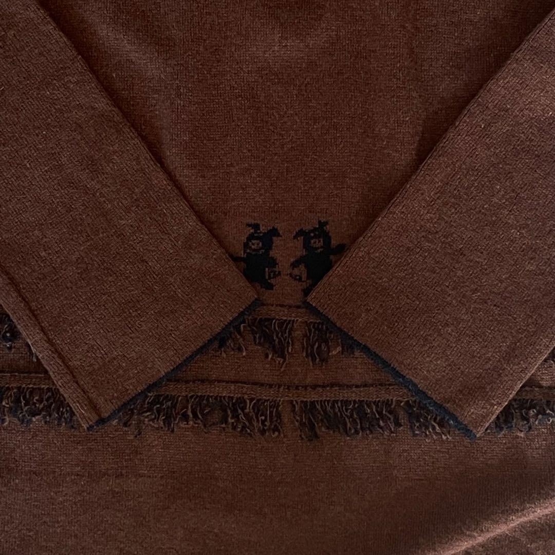 アルベロベロ タートルネック ニット セーター ブタさん フリンジ