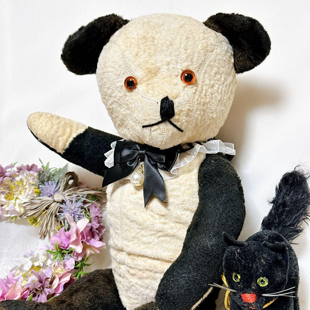 ❤️素敵なボロくた❤️大きめアンティークパンダベア　イギリスアンティークテディベア