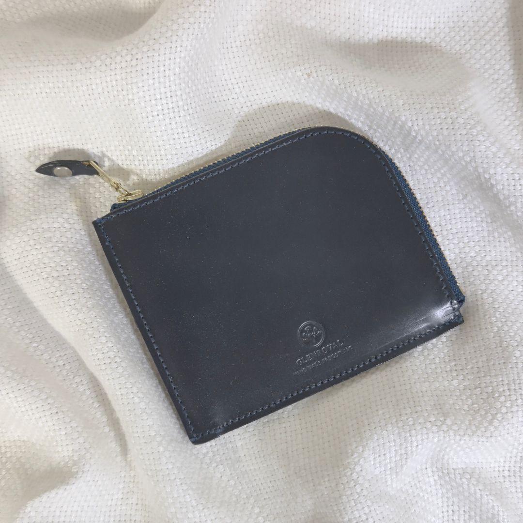 グレンロイヤルGLENブライドルレザージップミニパース財布ウォレット紺