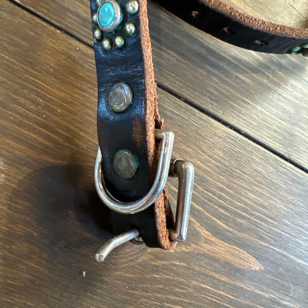 中古良品 HTCベルト 0.75inch幅 ブラック×ターコイズ34インチ 中古