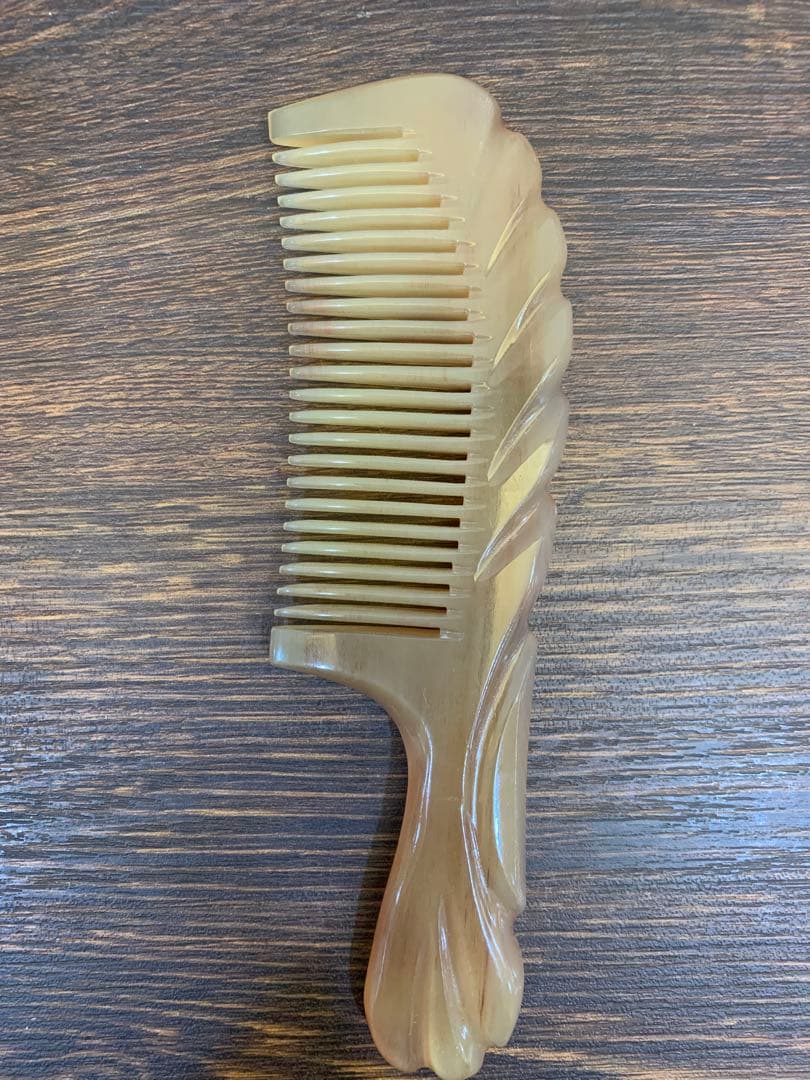シープホーンコーム　ポケットタイプ　ハンドル付き　羊角　天然角