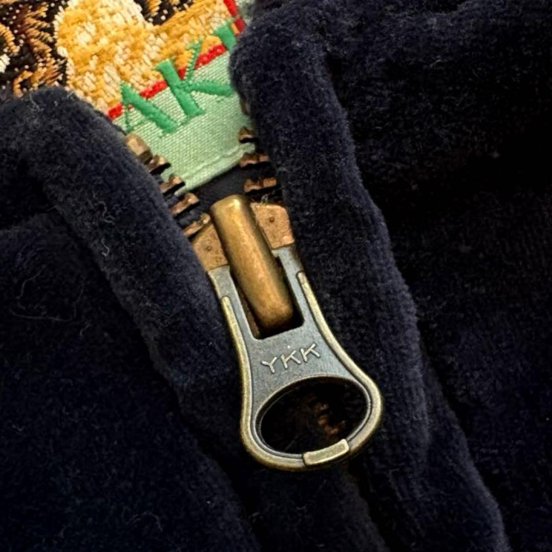 ☆別珍☆ JAKE スカジャン ベロア 龍 刺繍 リブニット ネイビー M〜L