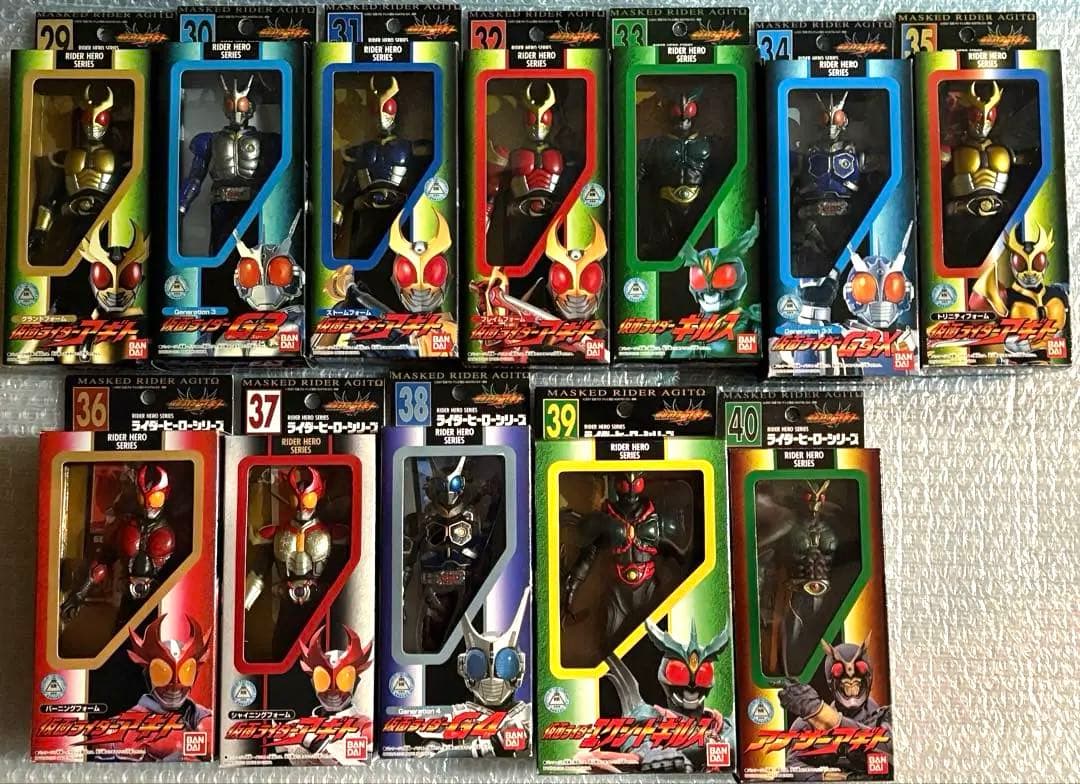 【未使用】仮面ライダー アギト ライダーヒーローシリーズソフビ　バンダイ　12体 Yahoo!オークション -「ライダーヒーローシリーズ アギト」(仮面