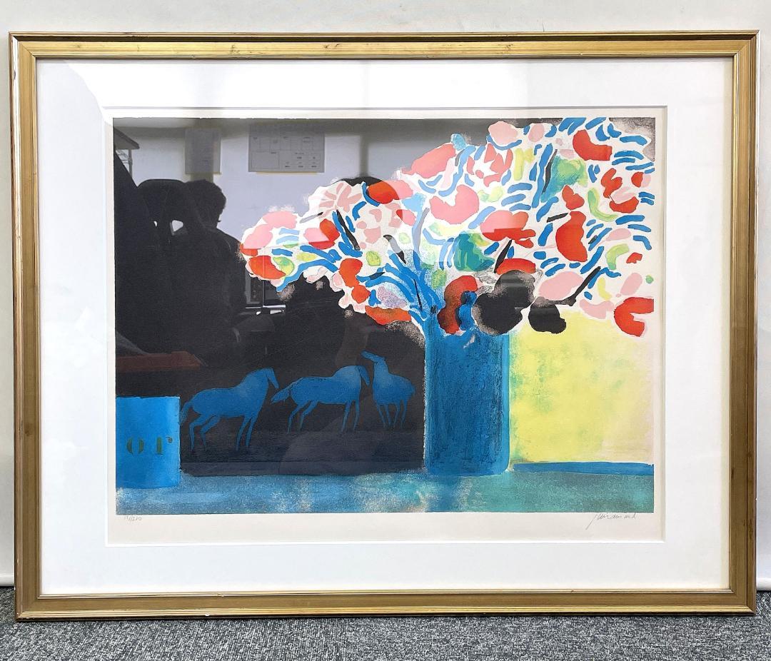 美品 真作保証 ポールギヤマン『ムーガンの花』大判 リトグラフ R8YF24