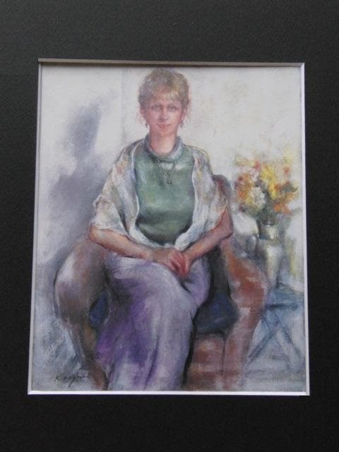 野澤和子、【婦人像】、希少な大判額装用画集より、美品、日本人画家、新品額装付