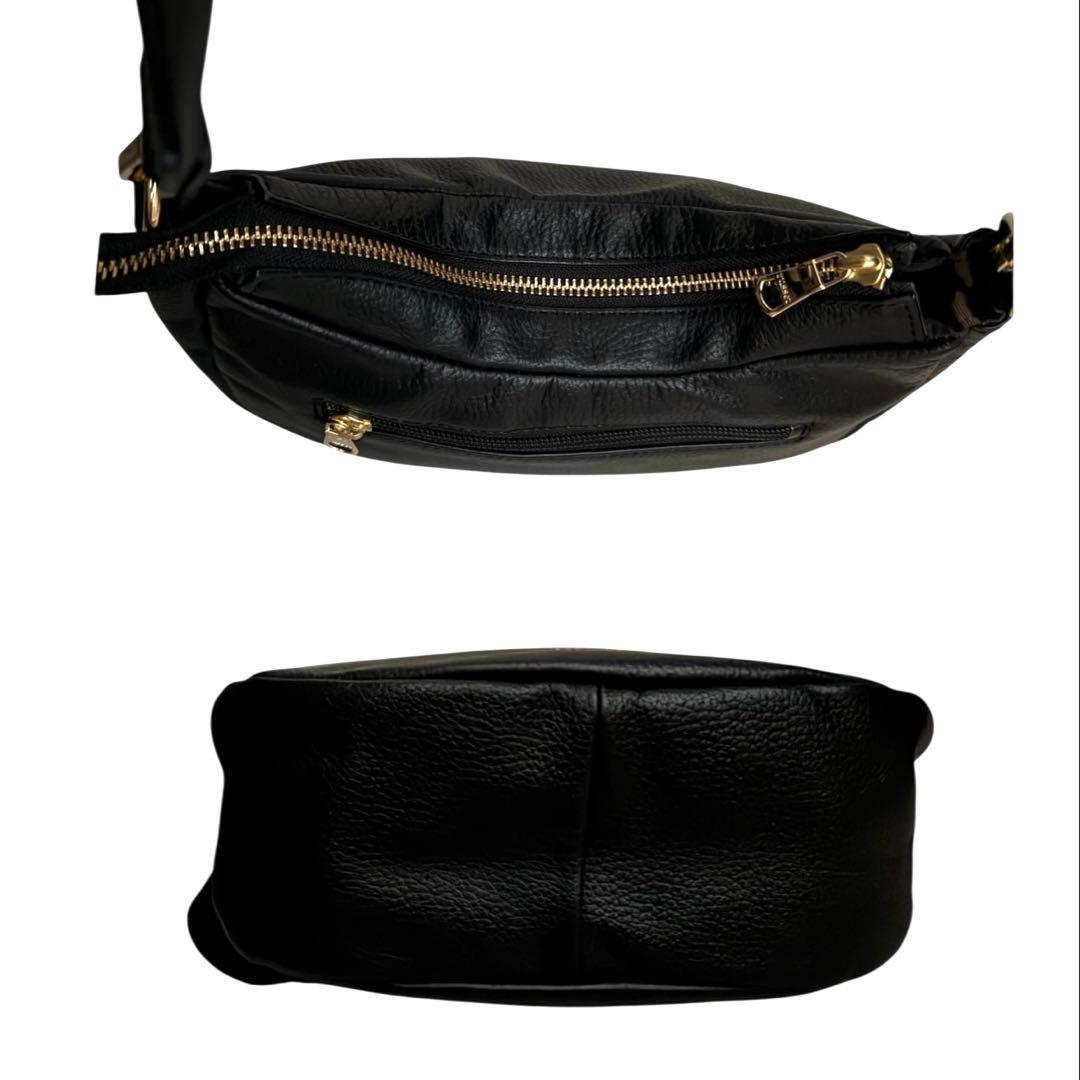 極美品✨ラシット ハーフムーン ワンショルダーバッグ レザー ブラック