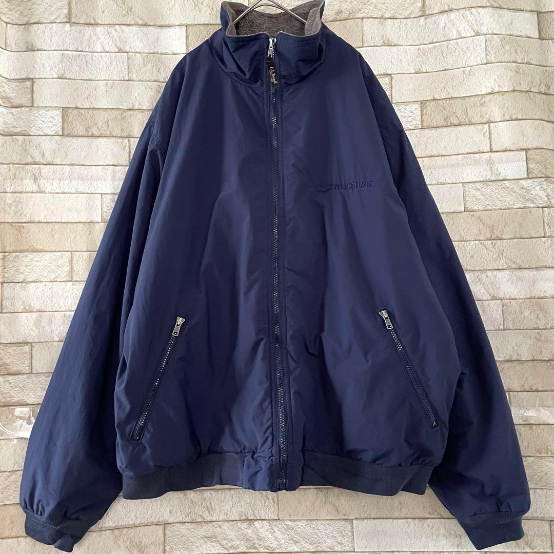 エルエルビーン ウォームアップジャケット 刺繍ロゴ 企業 シンサレート 紺 XL