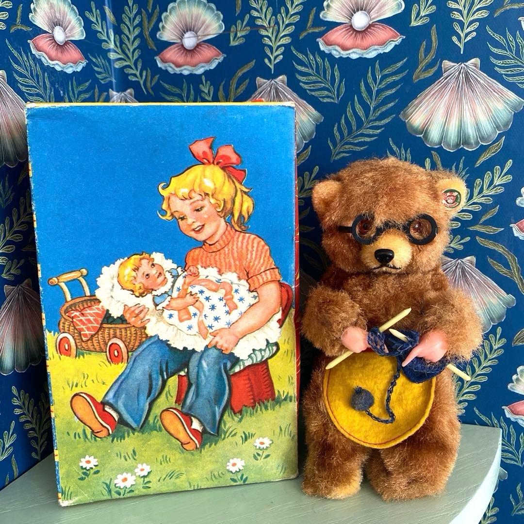 アンティーク ビンテージベア ゼンマイ仕掛け 編み物ベア max carl