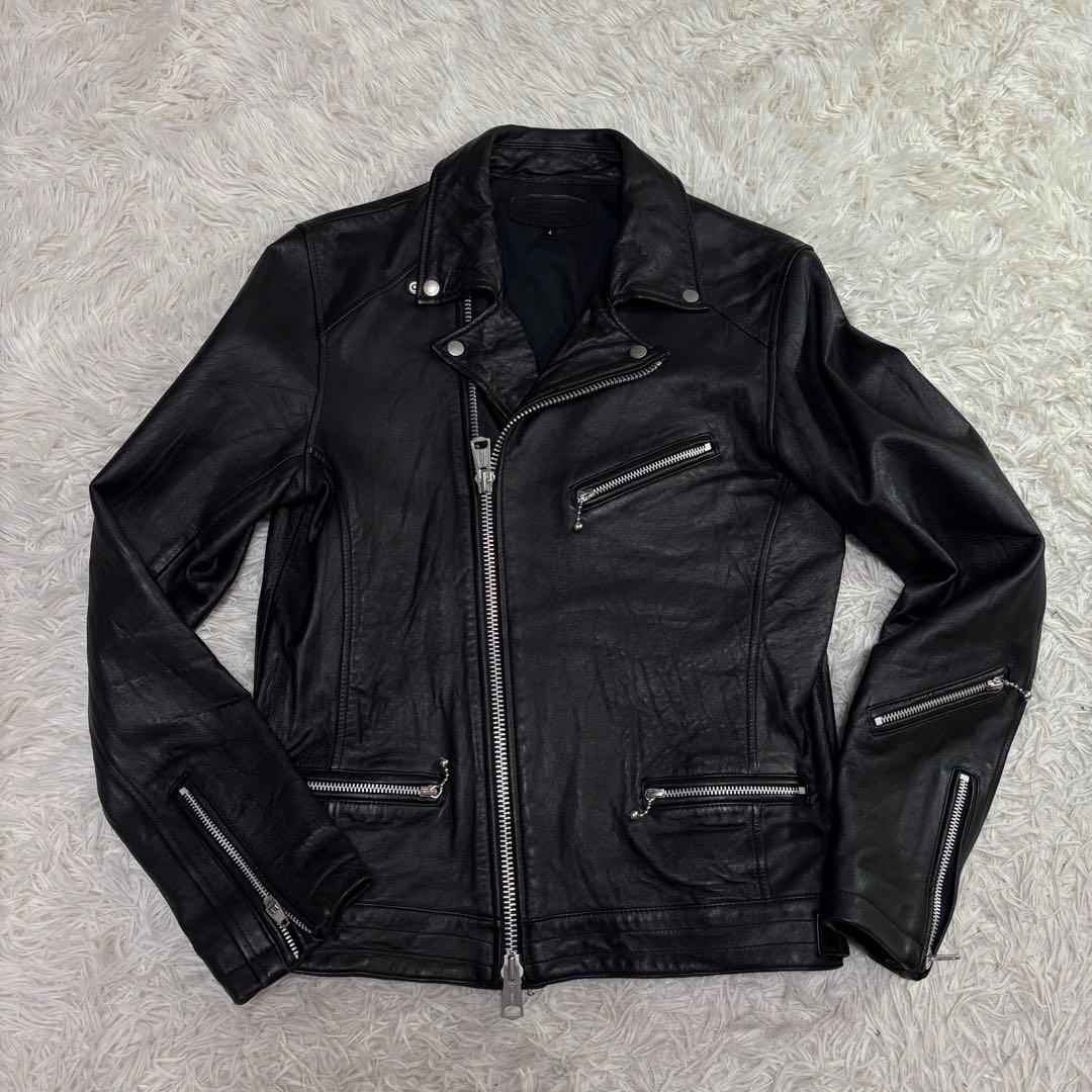 【美品】ジャックローズ ダブルライダースジャケット 羊革 レザー 黒 4