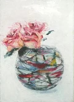 油絵 菅家令子 絵 絵画 インテリア F4-070102 花 バラ