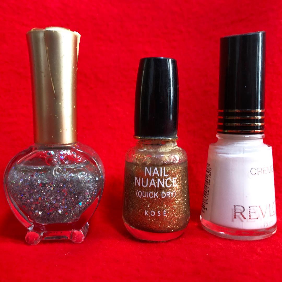 【ご希望の1200際円に変更】ネイル3点／シルバーラメ・レブロンクリームネール