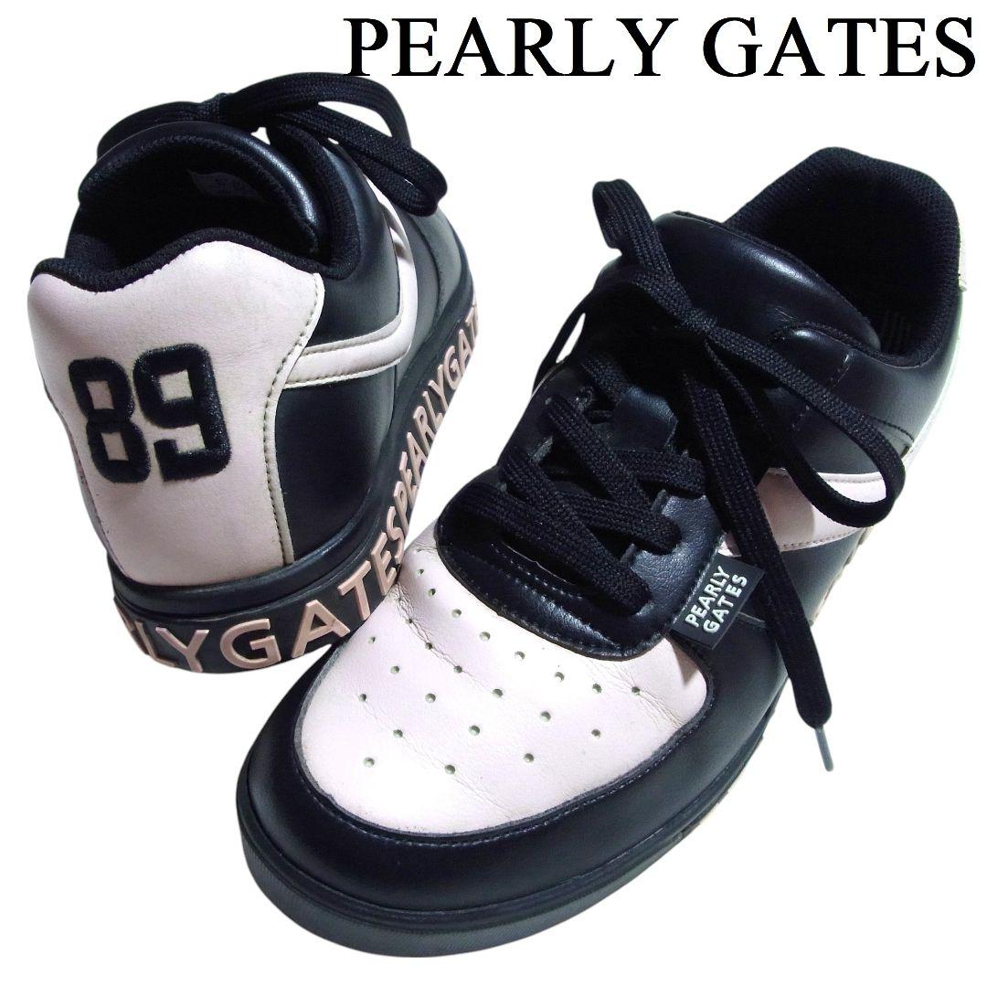 パーリーゲイツ ゴルフシューズ 24.5cm ピンク x ブラック レディース