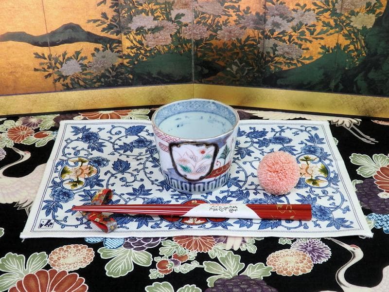 古伊万里　色絵　窓絵　薊に羊歯の図　蕎麦猪口　C221A-CZw