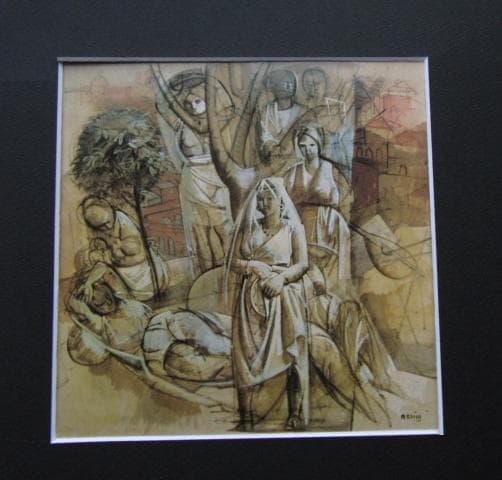 小磯良平、【聖書より】、希少な大判額装用画集より、美品、新品額装付