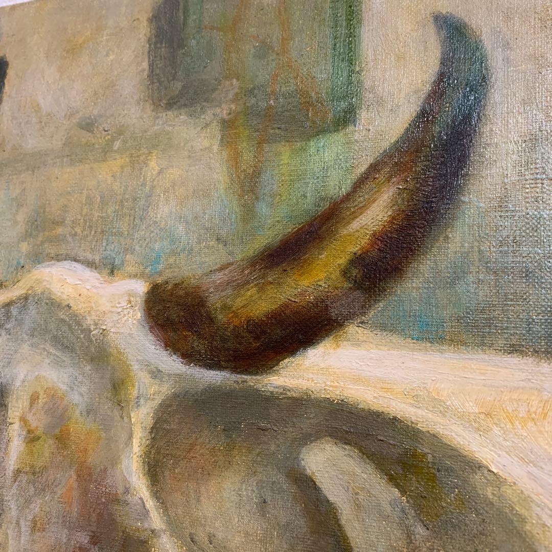 油絵 静物画 牛骨 F15号 縦53センチ横65センチ 絵画 牛 骨 - メルカリ