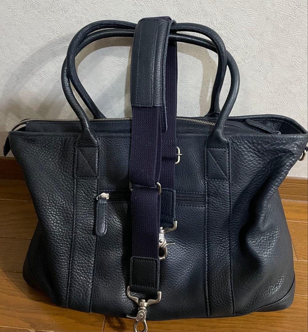 お値下げ価格TRION本革レザー トートバッグ ツヤ無しネイビー色