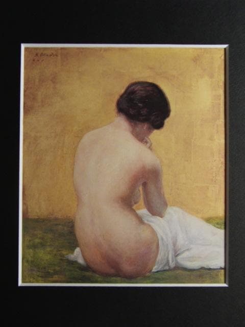 岡田三郎助、【裸婦】、新品高級額 額装付、年代物・希少画集画、状態良好