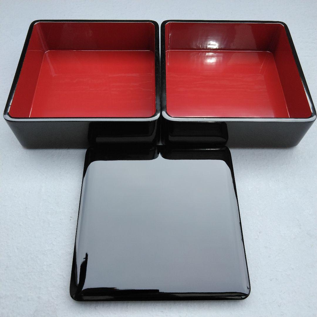 黒塗 二段重 漆黒 内朱塗 本漆 重箱 木製懐石 輪島塗 会津塗 好きな方