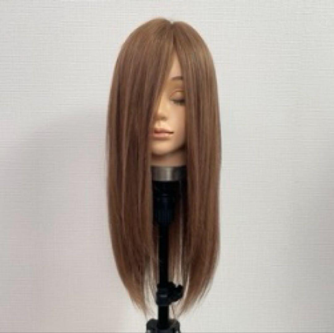 百合子ウィッグ　1点物　スキンタイプ　未カット５０センチ　Ｍサイズ ブラウン系