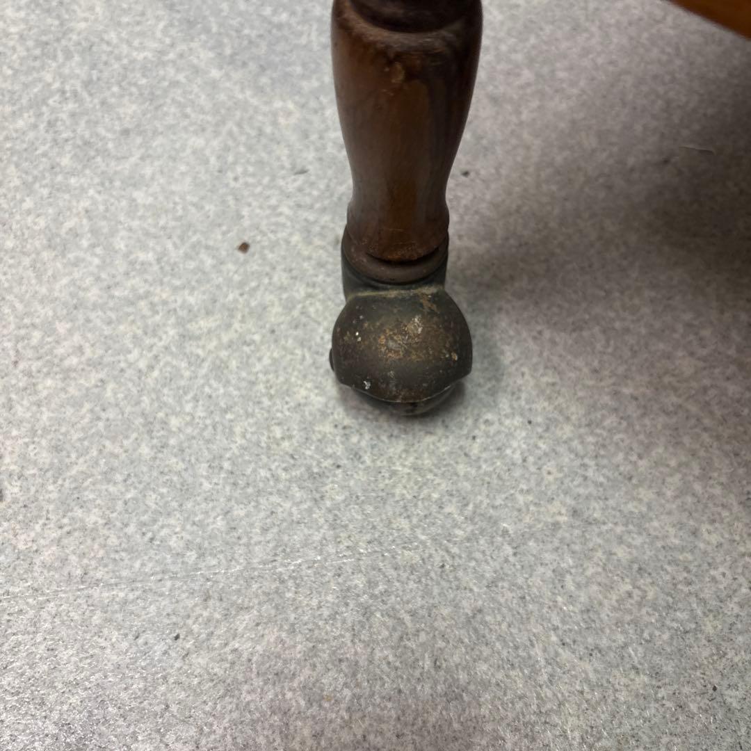 木製2段式サイドテーブル ハンドル付き アンティーク