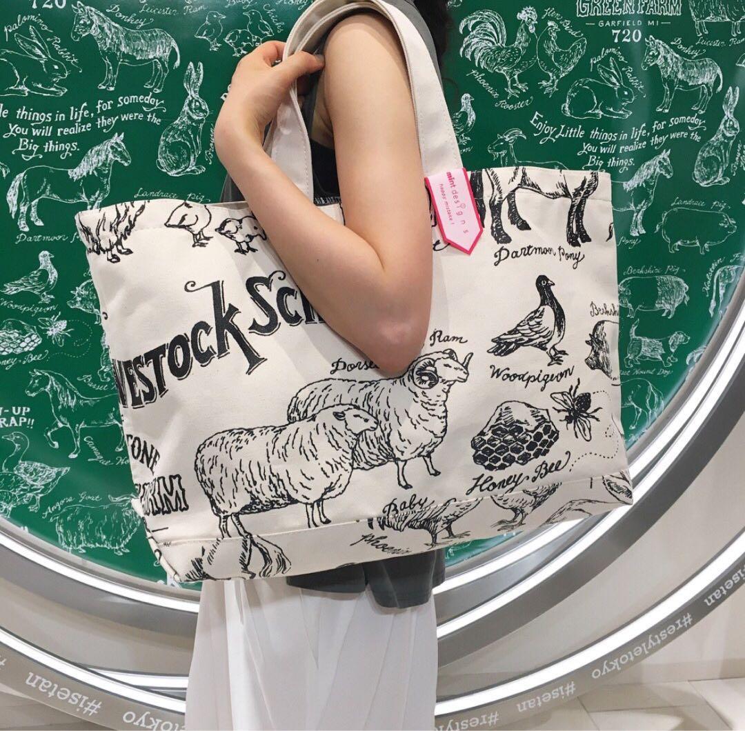 美品☆ミントデザイン トートバッグ 大きめ