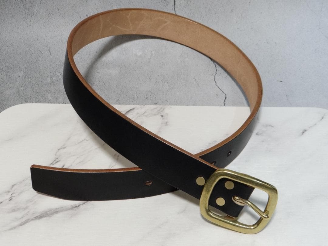 5ミリ厚多脂革ブラック茶芯ベルトG3バックル