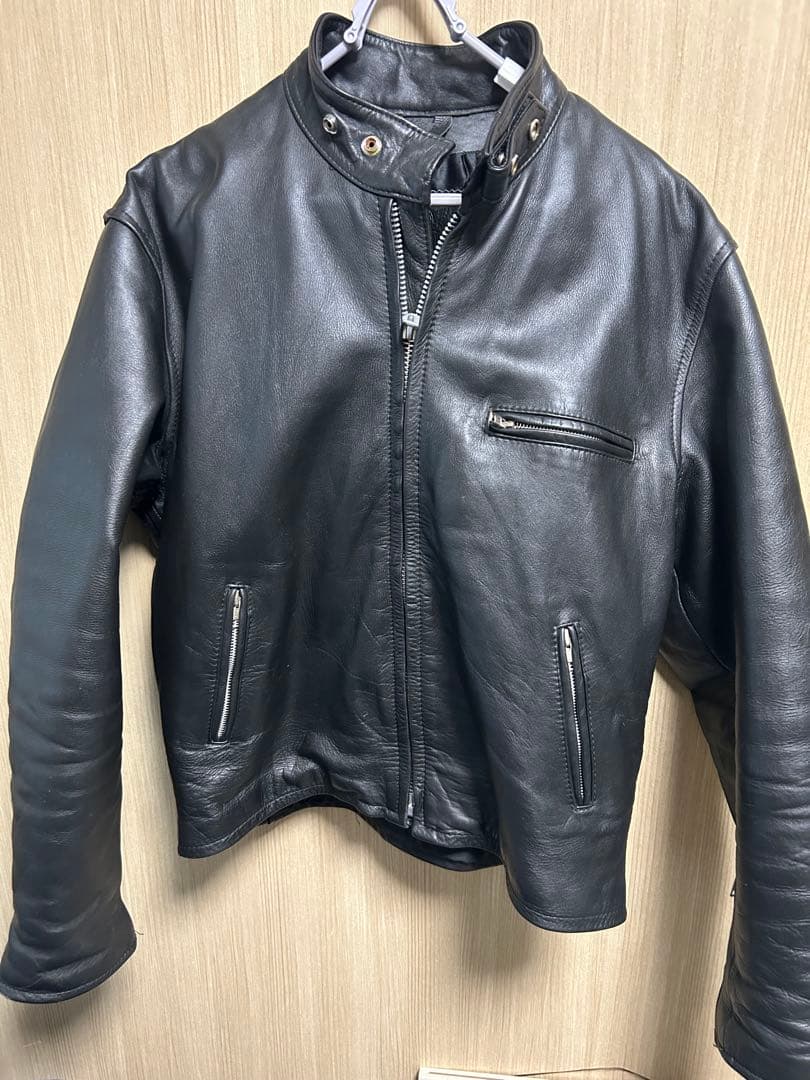 シングルライダースジャケット　牛革 水牛革 シングルライダースジャケット メンズ UKタイプ ブラック