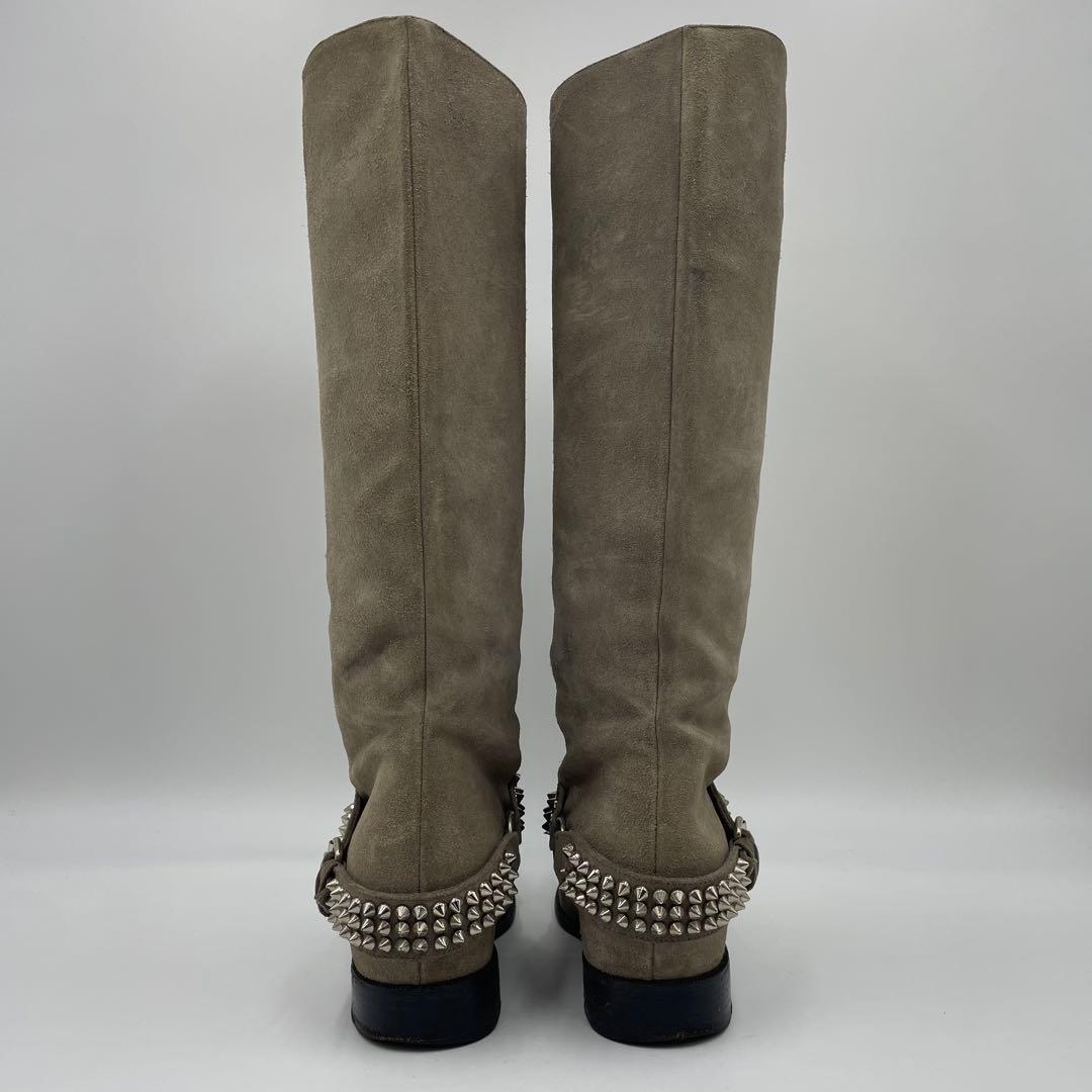 クリスチャンルブタン　スウェード　スパイク　ロングブーツ　24.5cm