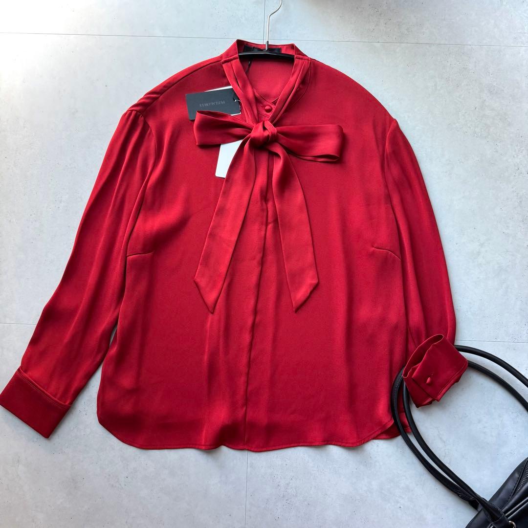 タグ付未使用 希少PEELSLOWLYボウタイ長袖ブラウス フォーマル日本製