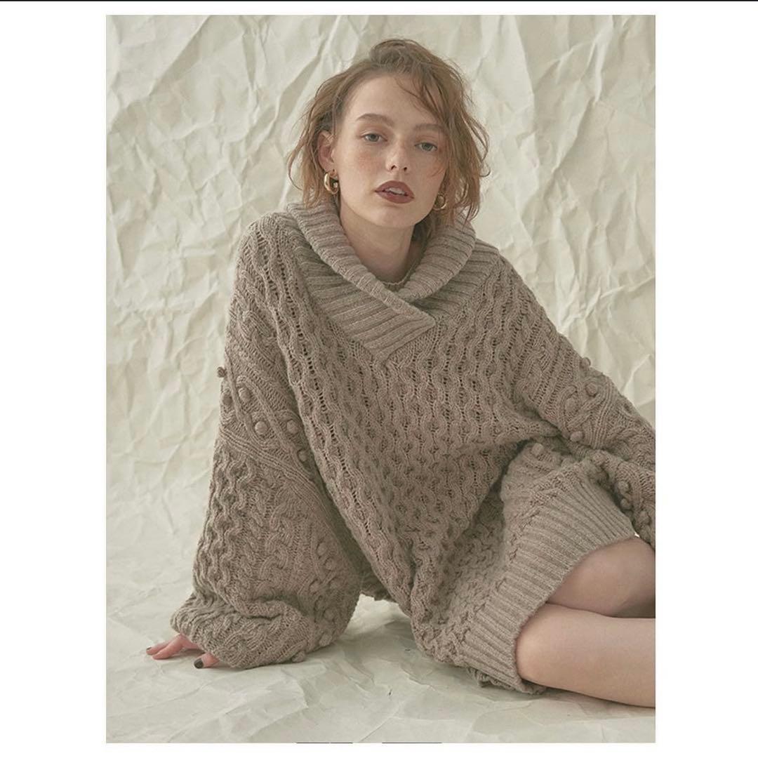 etre tokyo ショールカラーケーブルルーズニット Navy - メルカリ