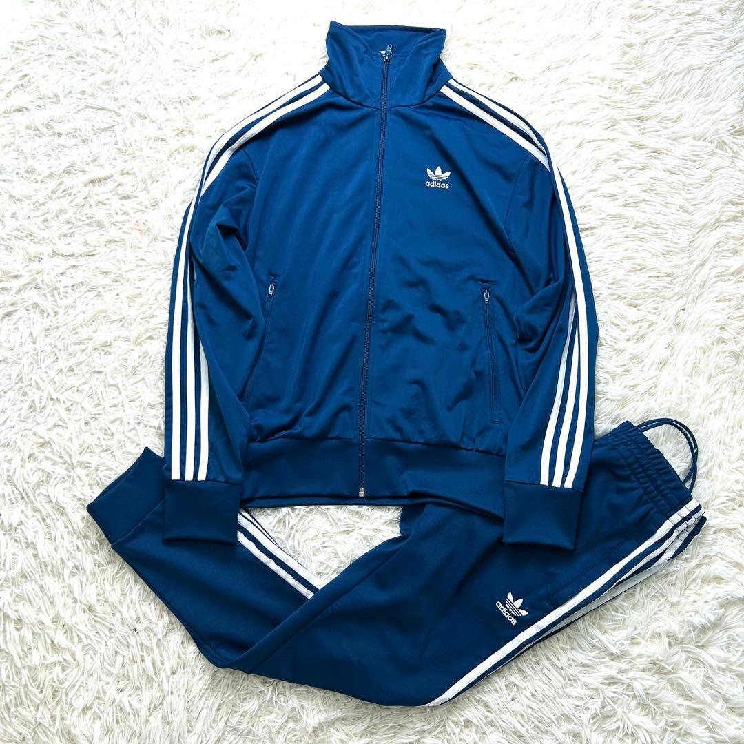 M　アディダス トラックジャケット セットアップ 上下 ジャージ ネイビー 紺