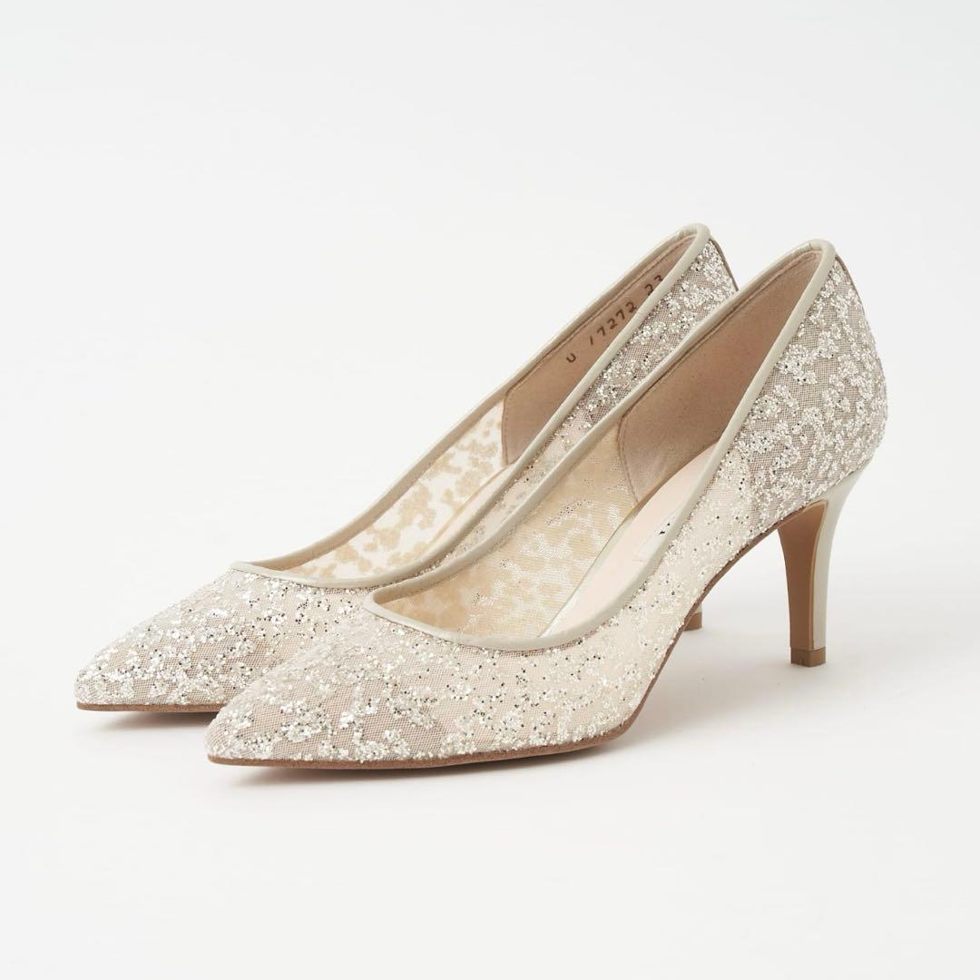 Mari　グリッター チュール パンプス ブライダル 結婚式 箱付 23