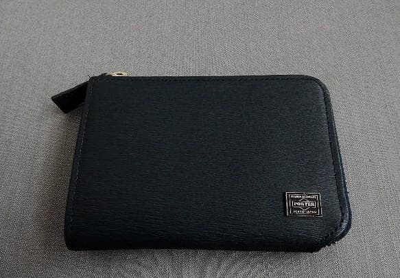 未使用PORTERCURRENTエンボスレザーL字ファスナーパス