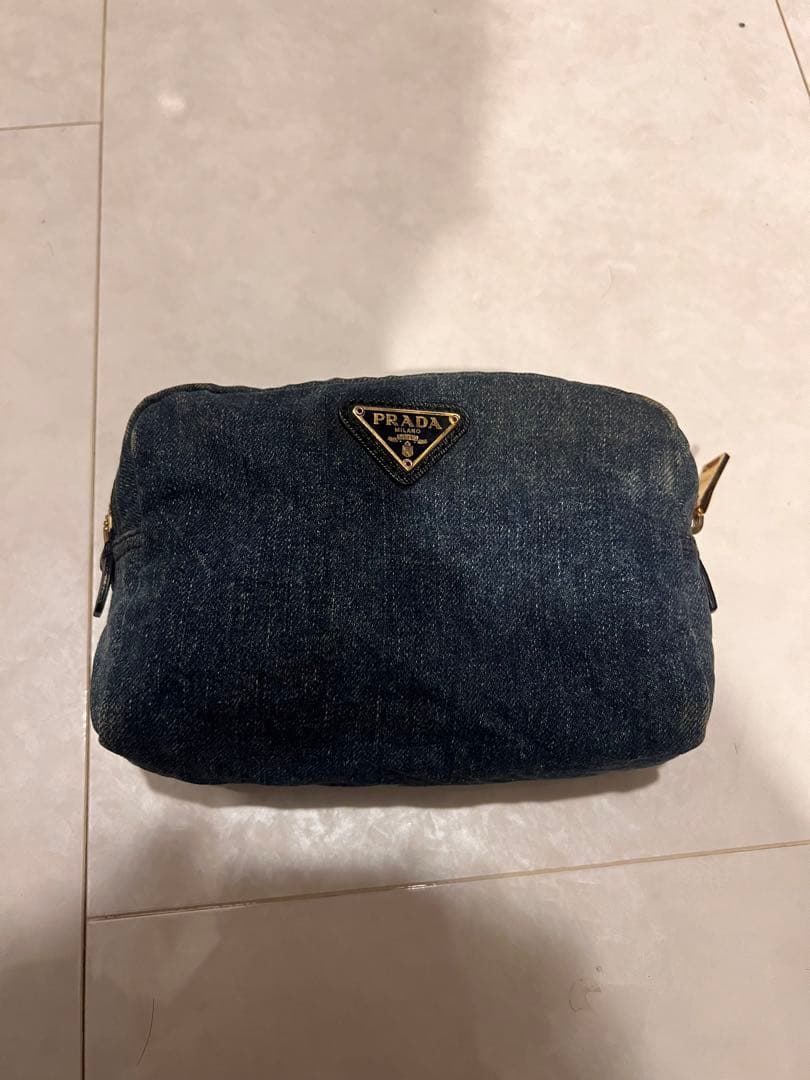 大値下げPRADA デニムポーチ 約25cm×15cm