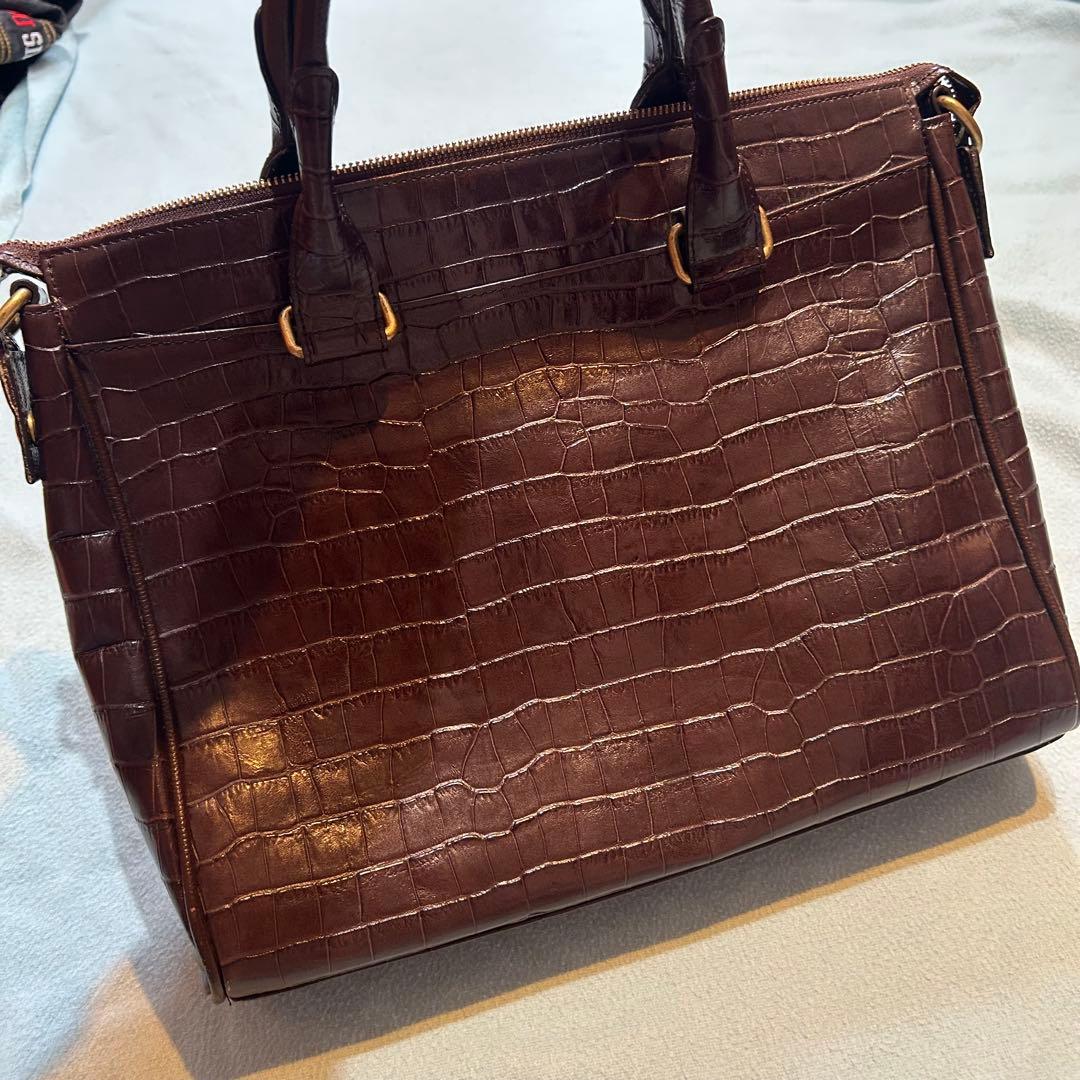 美品】サマンサキングズ ビジネスバッグ クロコ型押し A4収納可