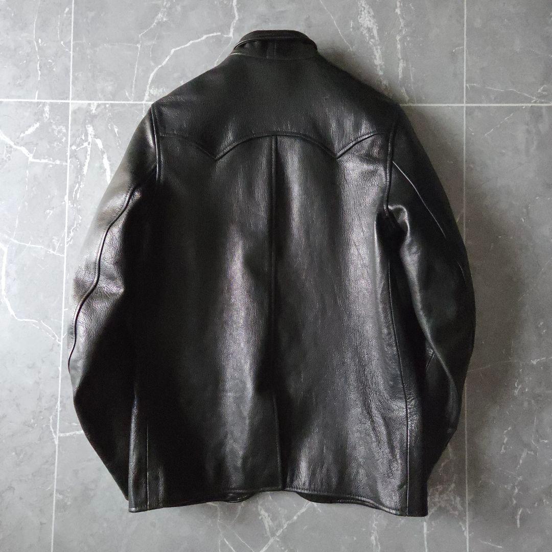 極上山羊革 ウエストライド レザージャケット 38 黒 テーラード