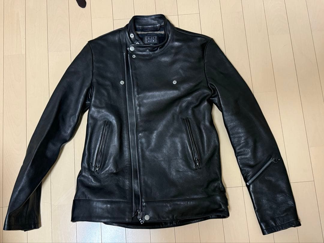 ライダースジャケット　ブラック　ロンジャン　Mサイズ ロンジャンタイプ コットンxレザー・ライダースジャケット - 名古屋