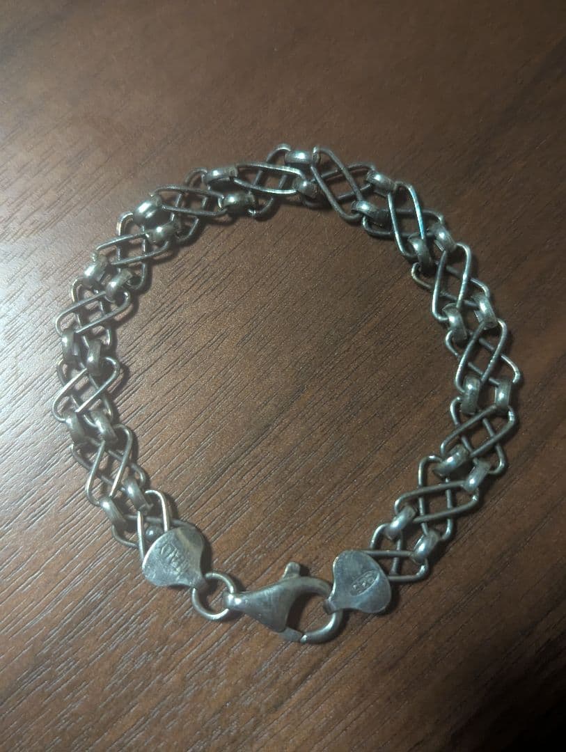 ヴィンテージ シルバー925 カニカン式 ブレスレット 約20cm イタリア製