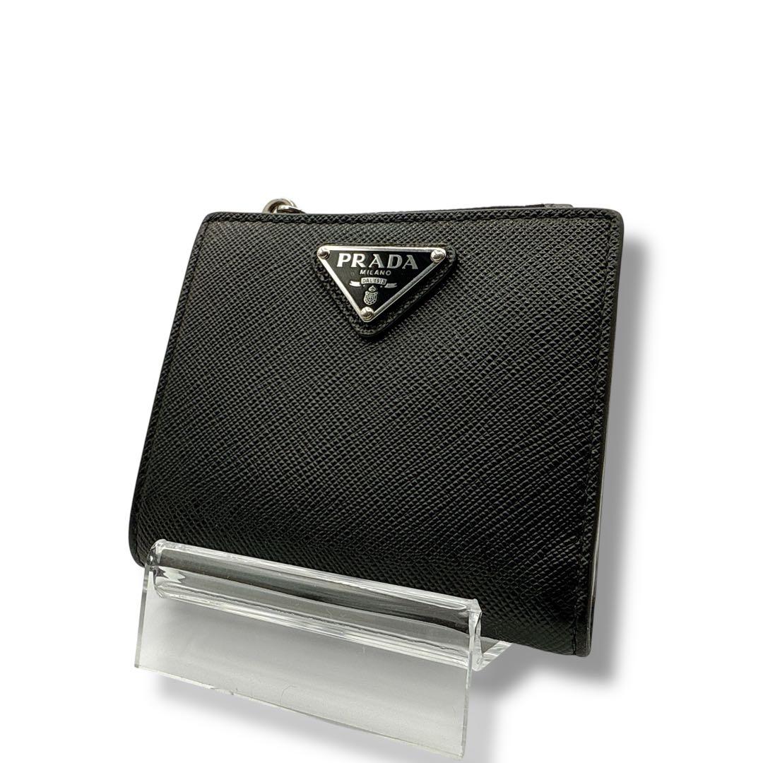 極美品 PRADA プラダ ケース 三角ロゴ サフィアーノ レザー 現行