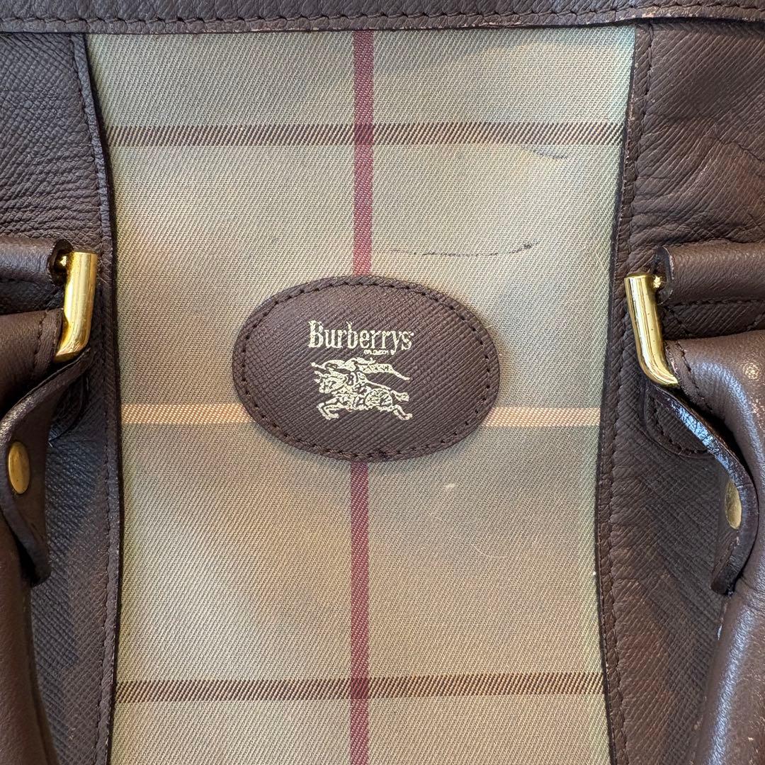 希少 Burberrys バーバリー ボストンバッグ タグ鍵付 チェック 玉虫色