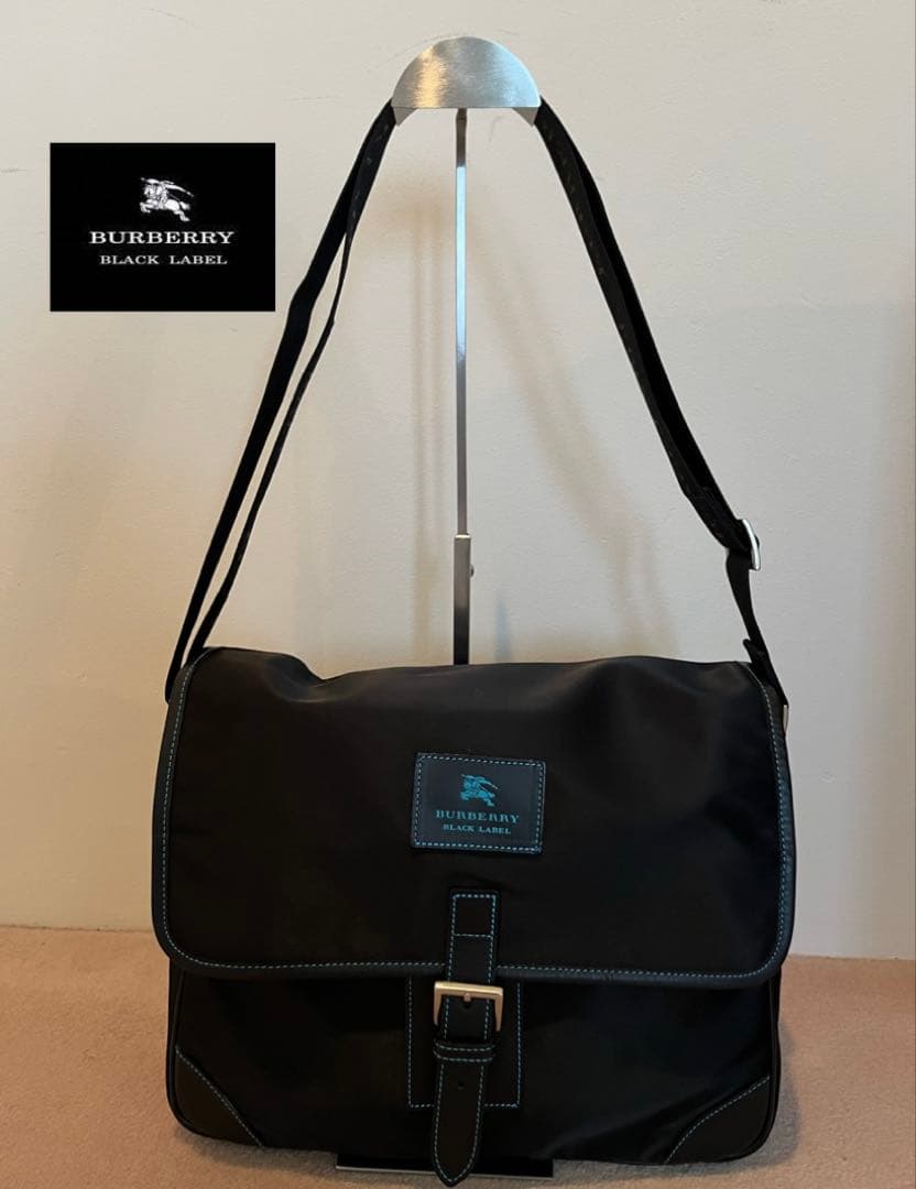 【美品】BURBERRYバーバリーブラックレーベル　黒ナイロン　ショルダーバッグ 美品】BURBERRY バーバリーブラックレーベル ショルダーバッグ ノバ