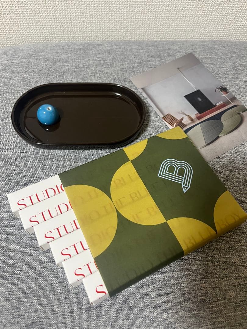 【新品】STUDIO THE BLUE BOY お香立て、お香セット Incense holder（Hasamiyaki）- Bleached Sand x Salamander Orange