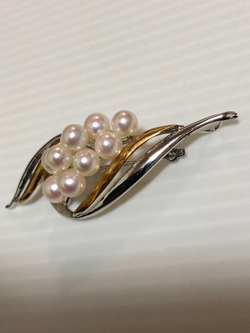 に*ー様 本物保証！K18/SILVERコンビ　本真珠ブローチ！ 8.83g